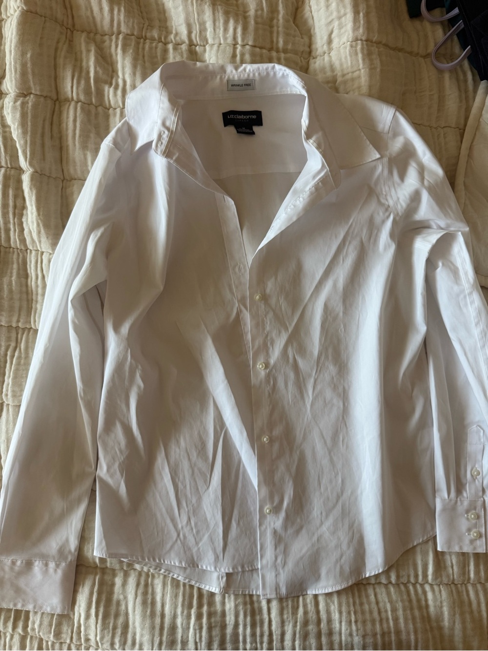 Liz Claiborne White Womens Button-Up Dress Shirt